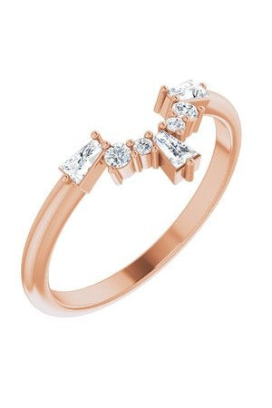 Adara - Round and Tapered Baguette Diamond Contoured Band-The Diamond Setter