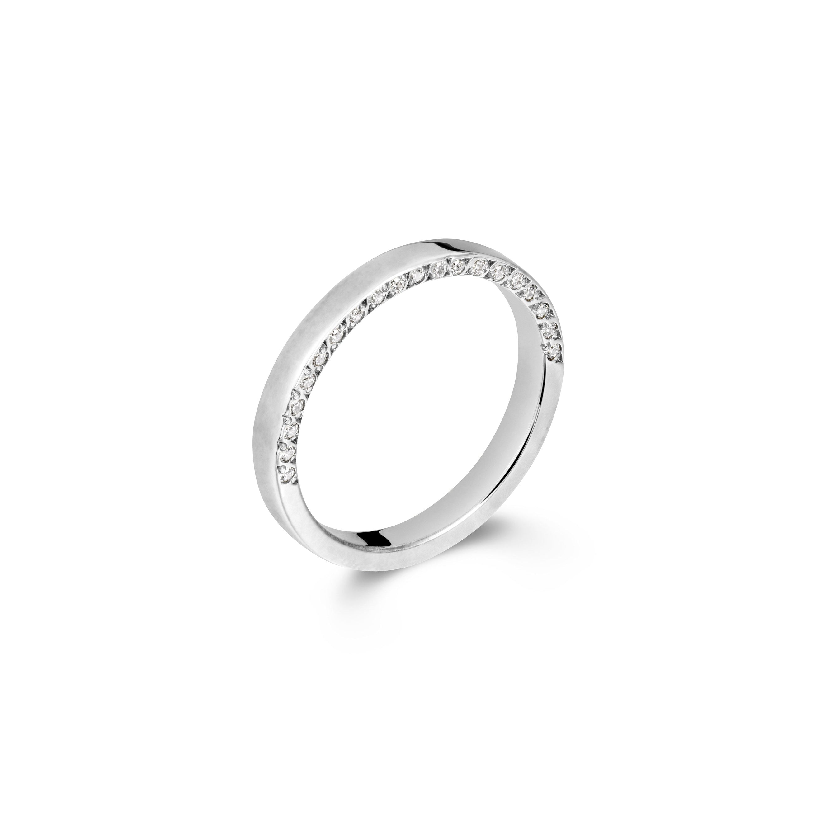 9 carat Gold Band with White Diamonds in Pave Setting-The Diamond Setter