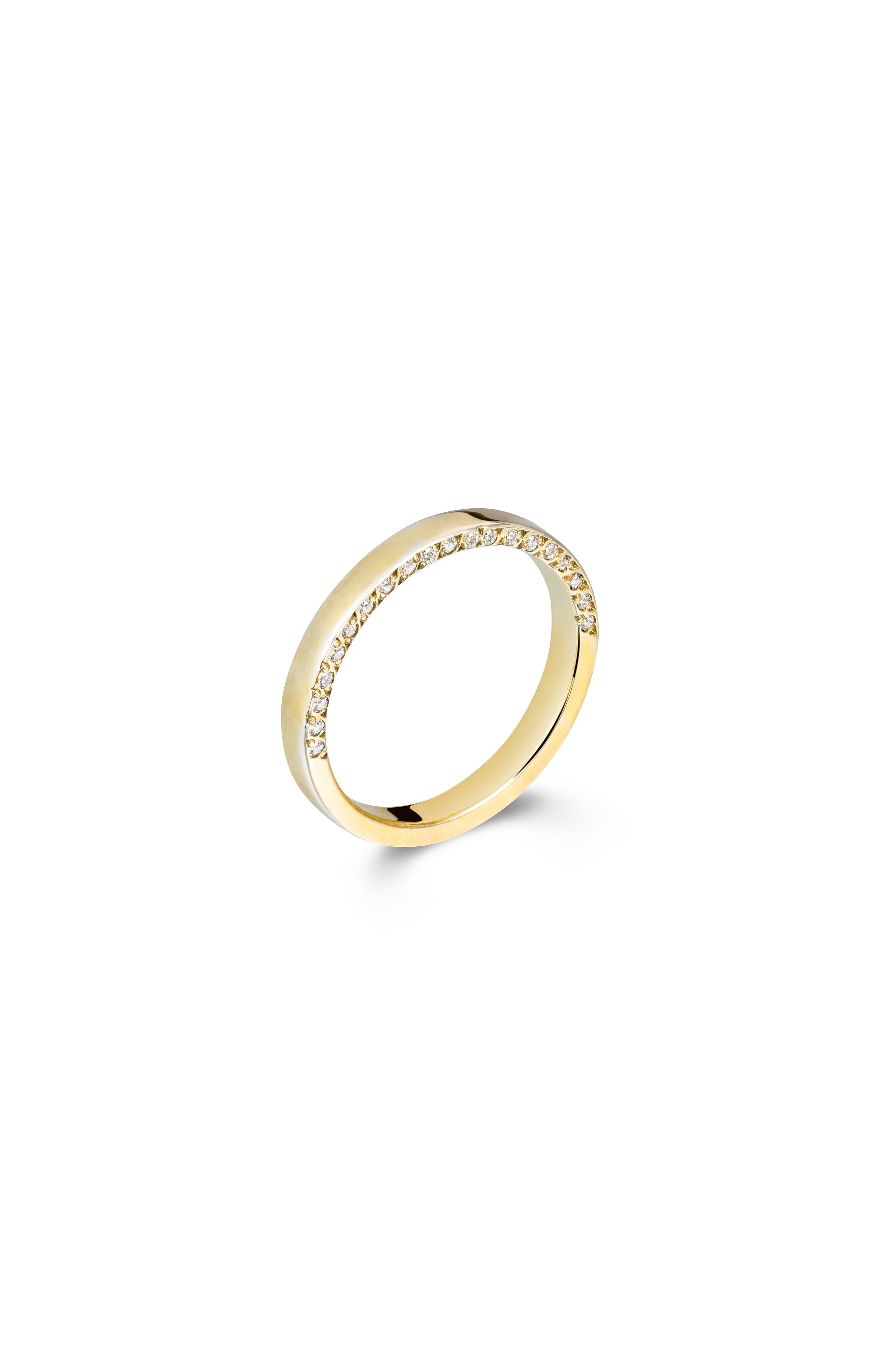 9 carat Gold Band with White Diamonds in Pave Setting-The Diamond Setter