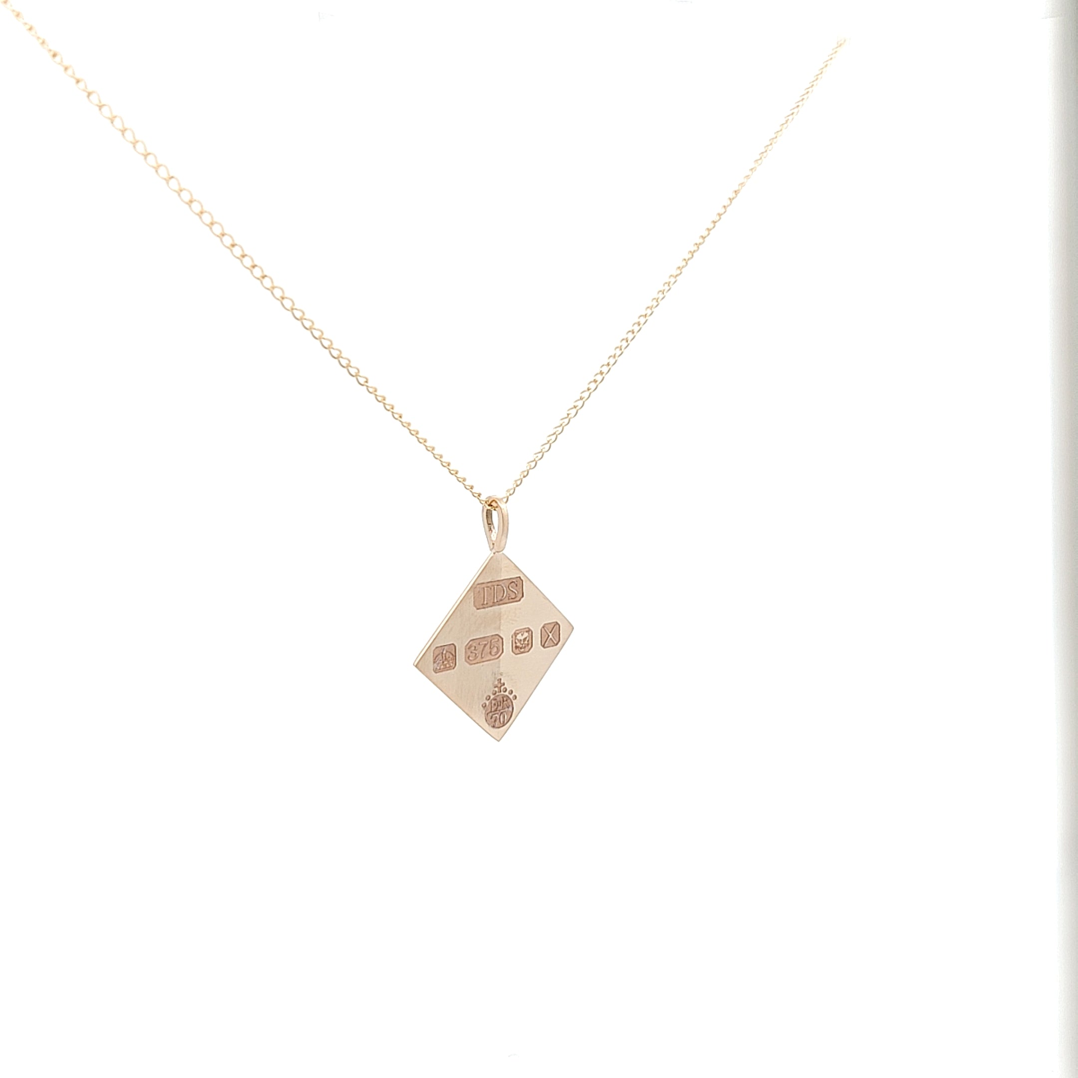 Square pendant with platinum jubilee hallmark-The Diamond Setter
