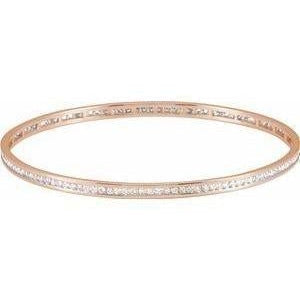 Solid Gold Stackable Bangle with Natural Diamonds-The Diamond Setter