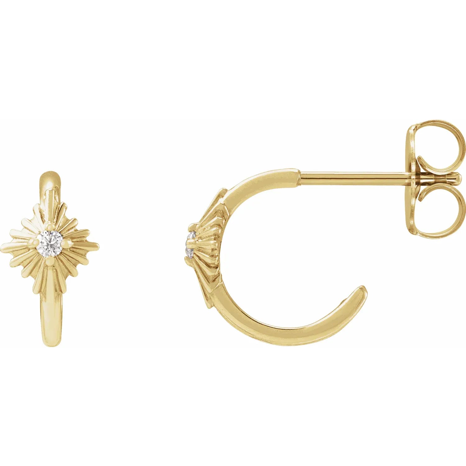 Gold Hoop Earrings with sun detail-The Diamond Setter