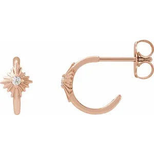Gold Hoop Earrings with sun detail-The Diamond Setter