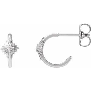 Gold Hoop Earrings with sun detail-The Diamond Setter