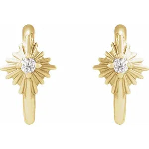 Gold Hoop Earrings with sun detail-The Diamond Setter
