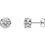 Round Tapered Bezel-Set Stud Earring in 9ct white gold-The Diamond Setter