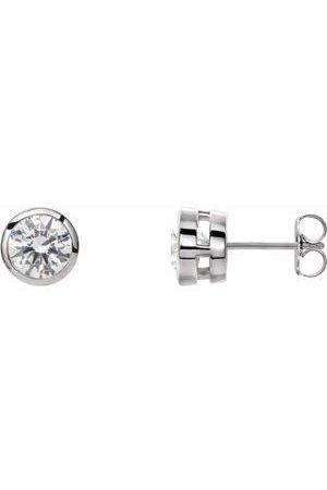 Round Tapered Bezel-Set Stud Earring in 9ct white gold-The Diamond Setter