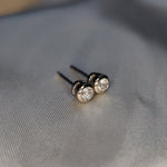 Round Tapered Bezel-Set Stud Earring in 9ct white gold-The Diamond Setter