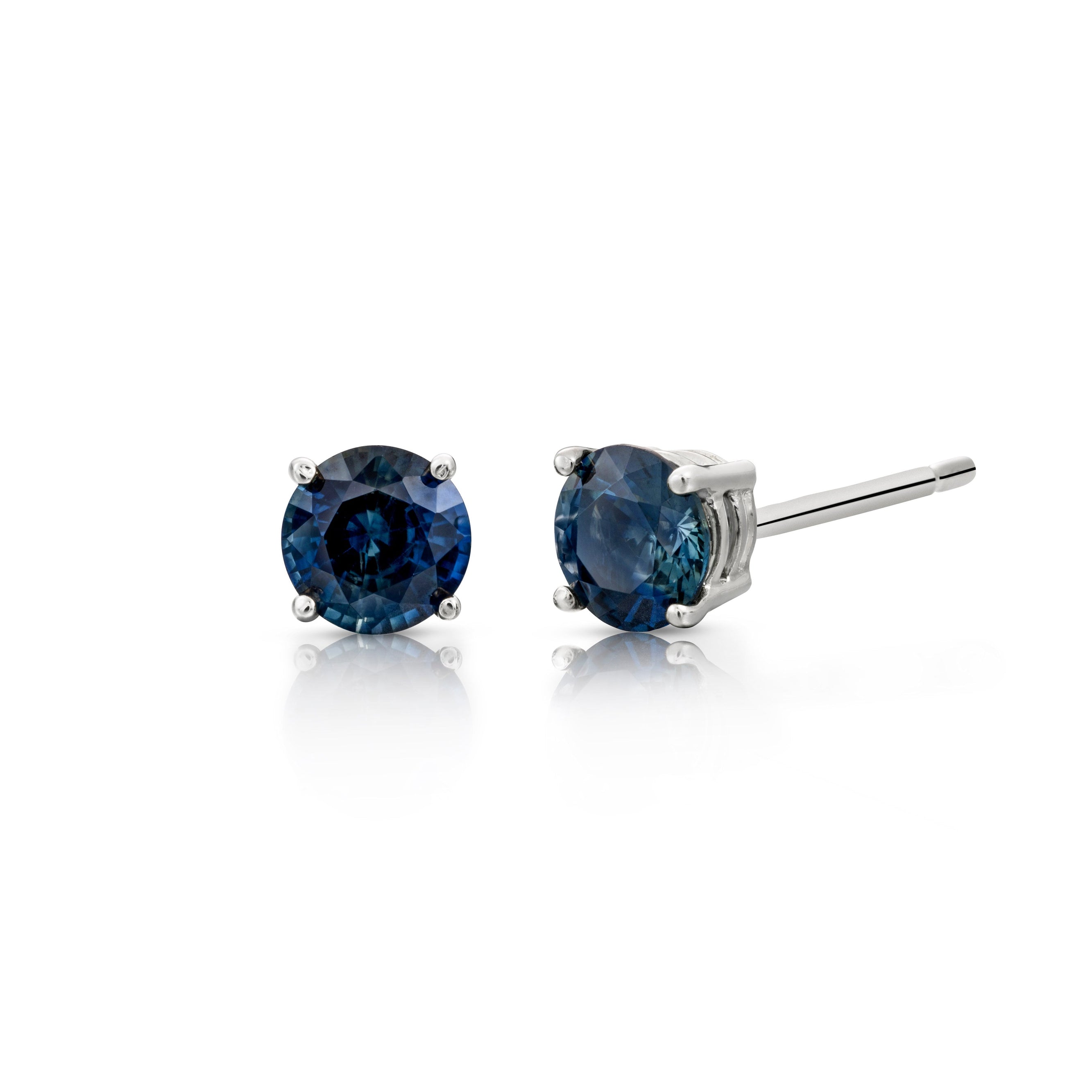 Teal Sapphire Gold Stud Earrings-earrings-The Diamond Setter