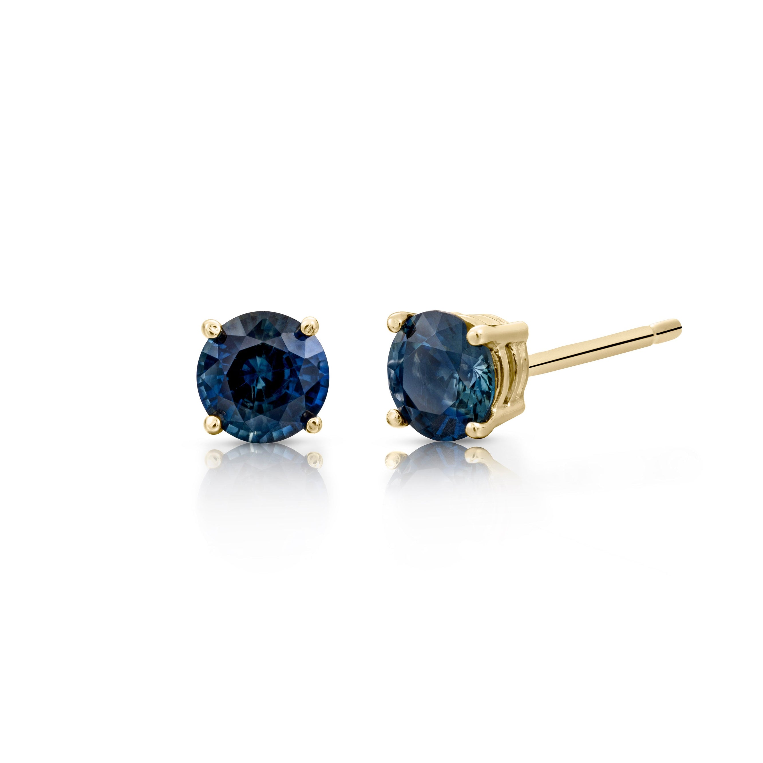 Teal Sapphire Gold Stud Earrings-earrings-The Diamond Setter