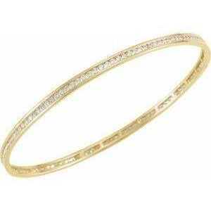 Solid Gold Stackable Bangle with Natural Diamonds-The Diamond Setter