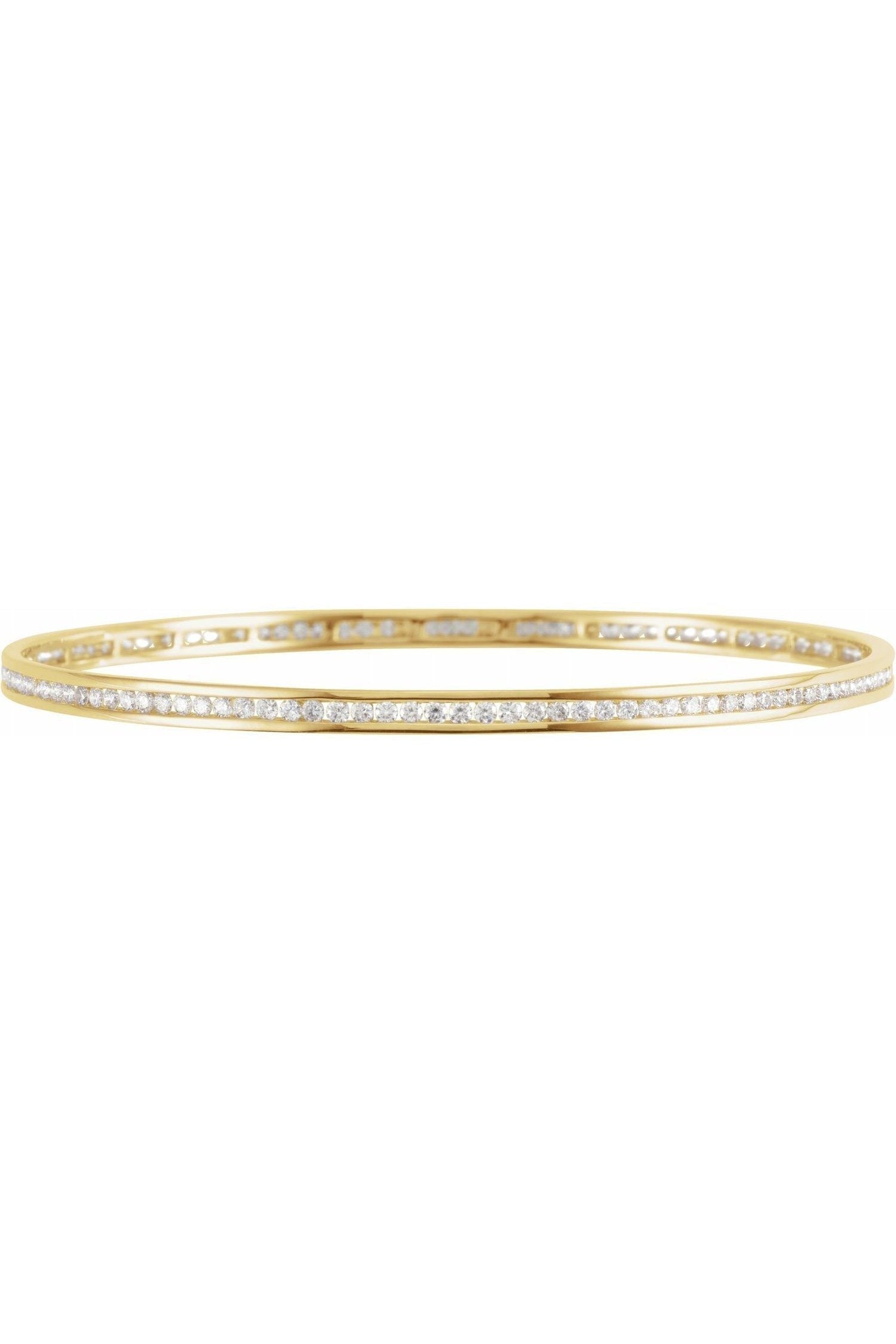 Solid Gold Stackable Bangle with Natural Diamonds-The Diamond Setter