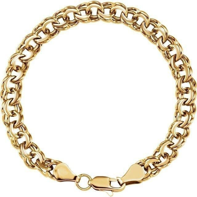 Solid Gold Link Charm 7" Bracelet-The Diamond Setter