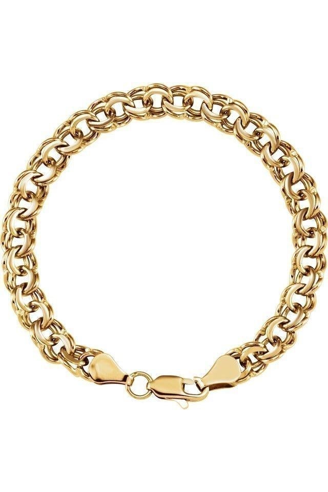 Solid Gold Link Charm 7" Bracelet-The Diamond Setter