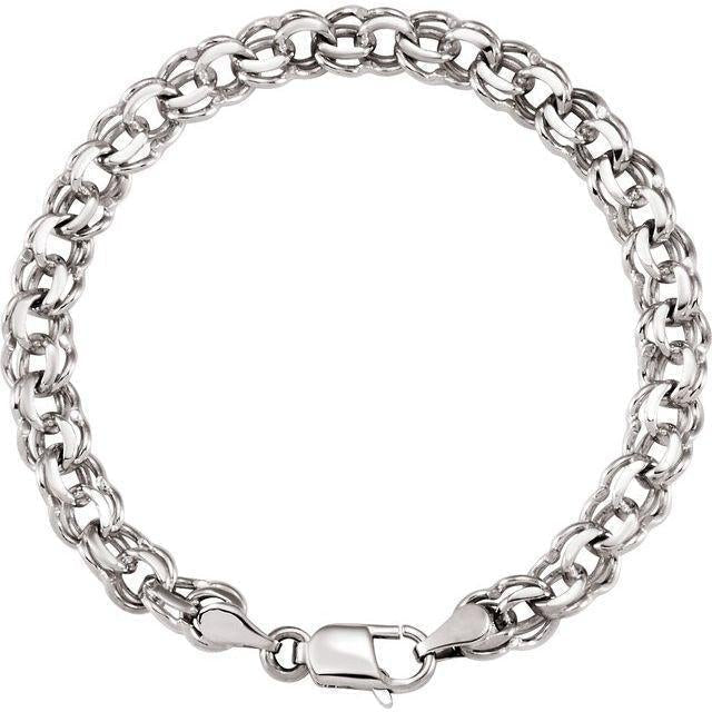 Solid Gold Link Charm 7" Bracelet-The Diamond Setter