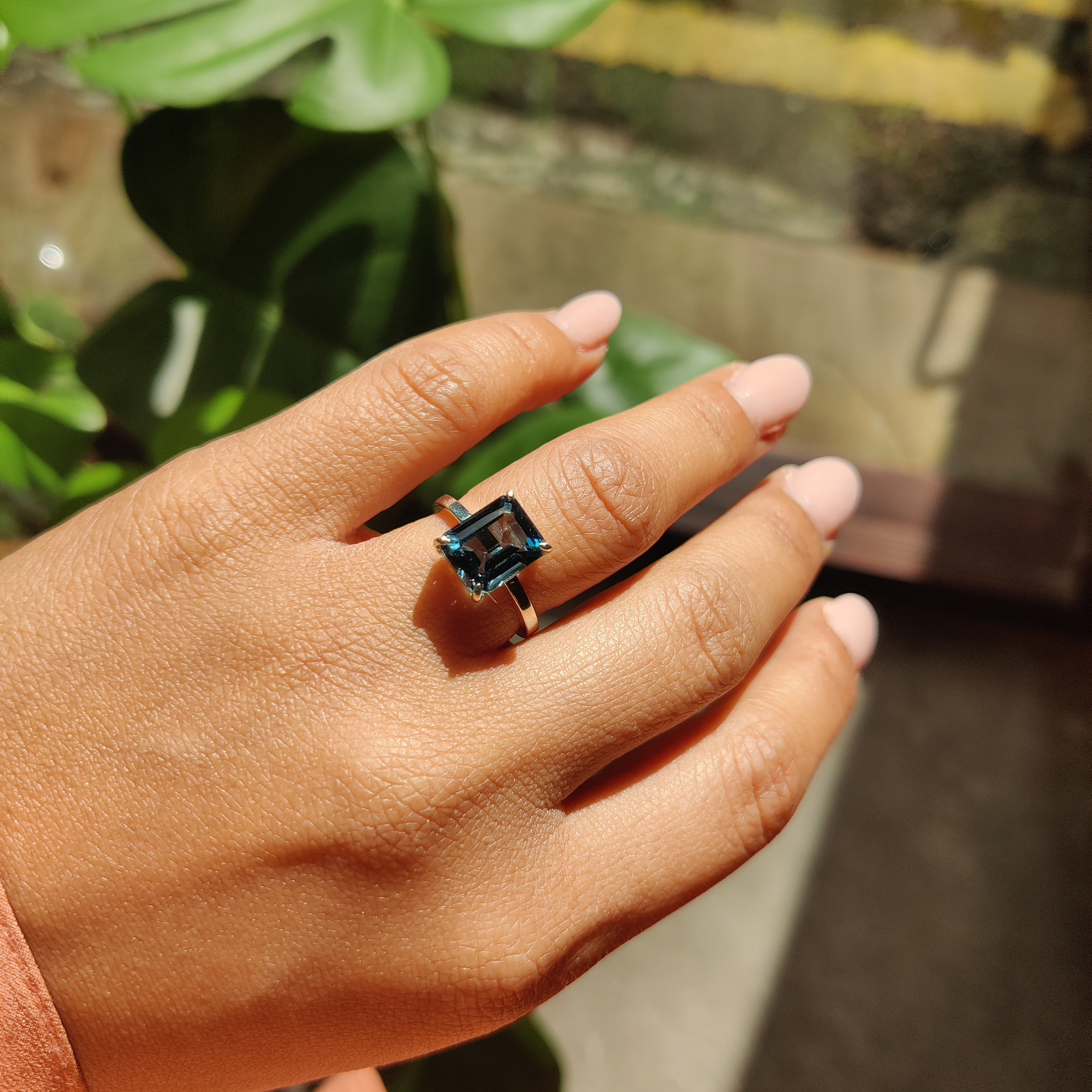 Blue Topaz Dress Ring with platinum jubilee commemorative mark-The Diamond Setter