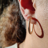 YELLOW GOLD TEXTURED-ROUND-HOOP CREOLE EARRINGS-The Diamond Setter