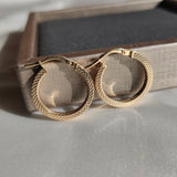 YELLOW GOLD HOOP CREOLE EARRINGS WITH COBRA-TEXTURED-The Diamond Setter