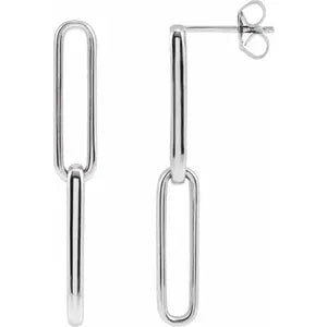 Elongated Flat Link Drop Earrings-The Diamond Setter
