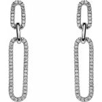 Elongated Flat Link Drop Earrings with diamonds-The Diamond Setter