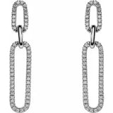 Elongated Flat Link Drop Earrings with diamonds-The Diamond Setter