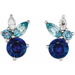 Multi gemstone stud earrings-The Diamond Setter