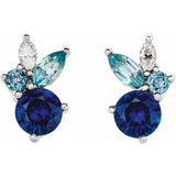 Multi gemstone stud earrings-The Diamond Setter