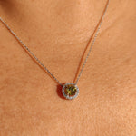 Yellow Diamond Halo Necklace-The Diamond Setter