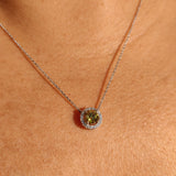 Yellow Diamond Halo Necklace-The Diamond Setter