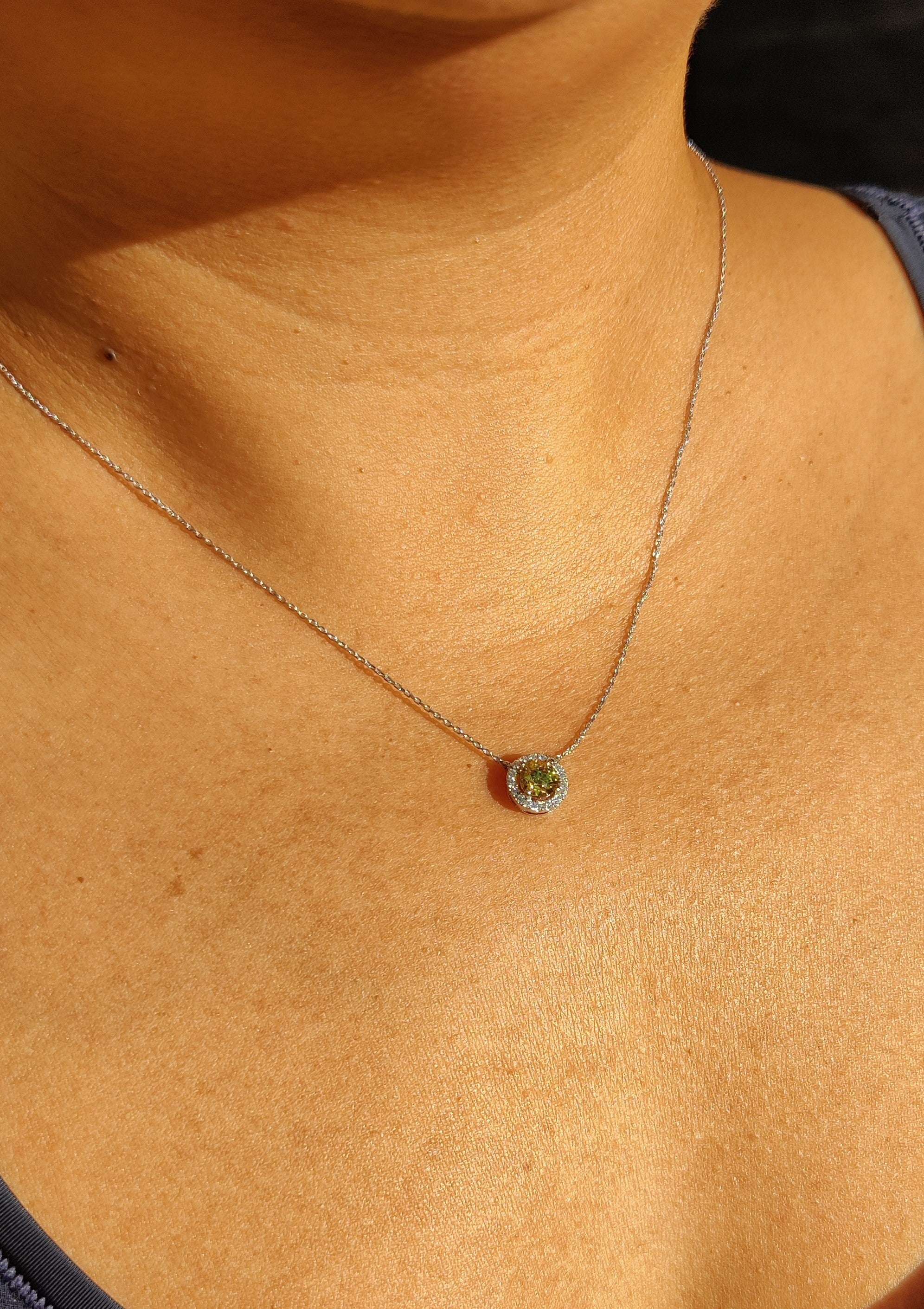Yellow Diamond Halo Necklace-The Diamond Setter