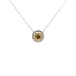Yellow Diamond Halo Necklace-The Diamond Setter
