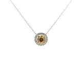 Yellow Diamond Halo Necklace-The Diamond Setter