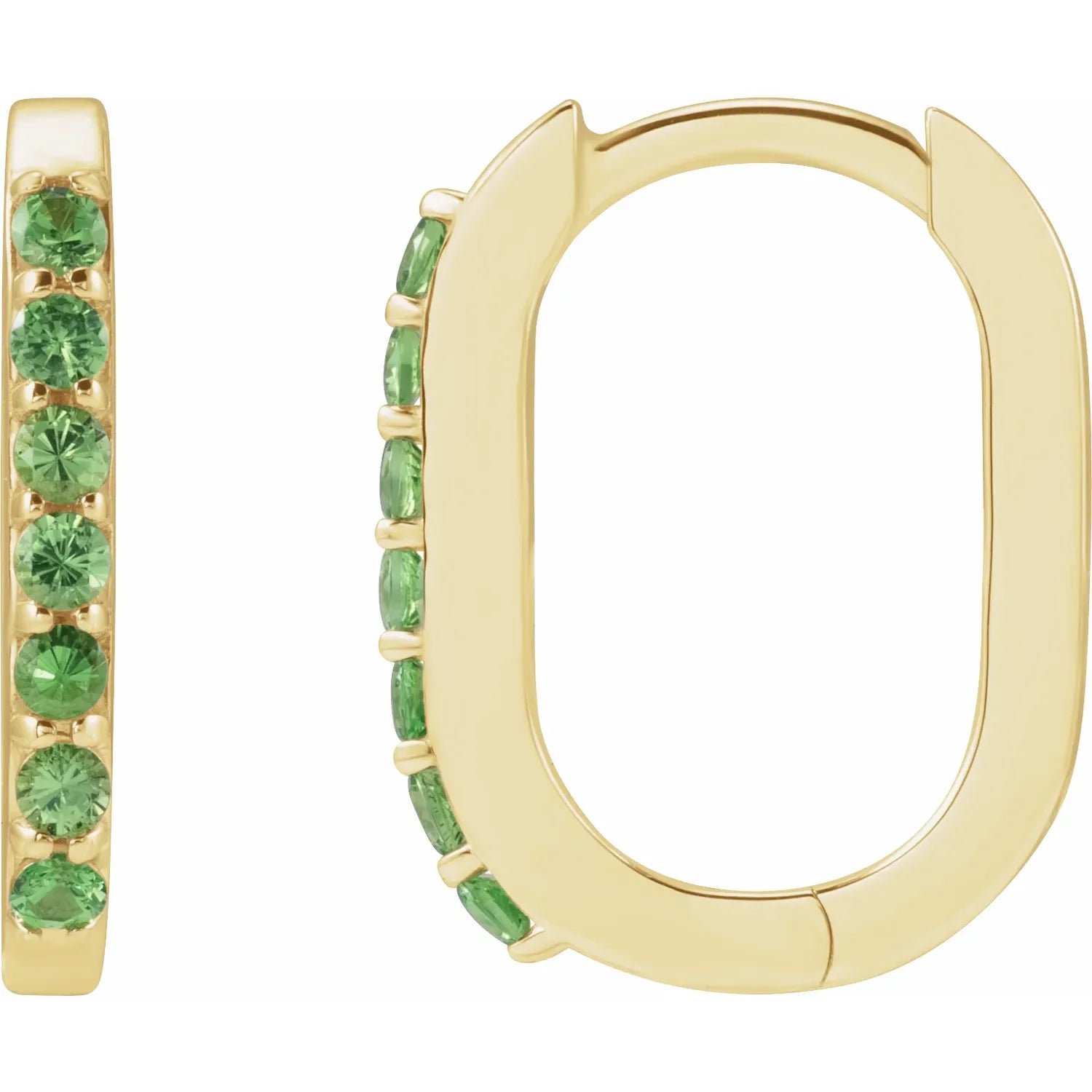 Accented Gold Elongated Oval Hoop Earrings-The Diamond Setter
