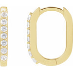Accented Gold Elongated Oval Hoop Earrings-The Diamond Setter