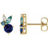 Multi gemstone stud earrings-The Diamond Setter