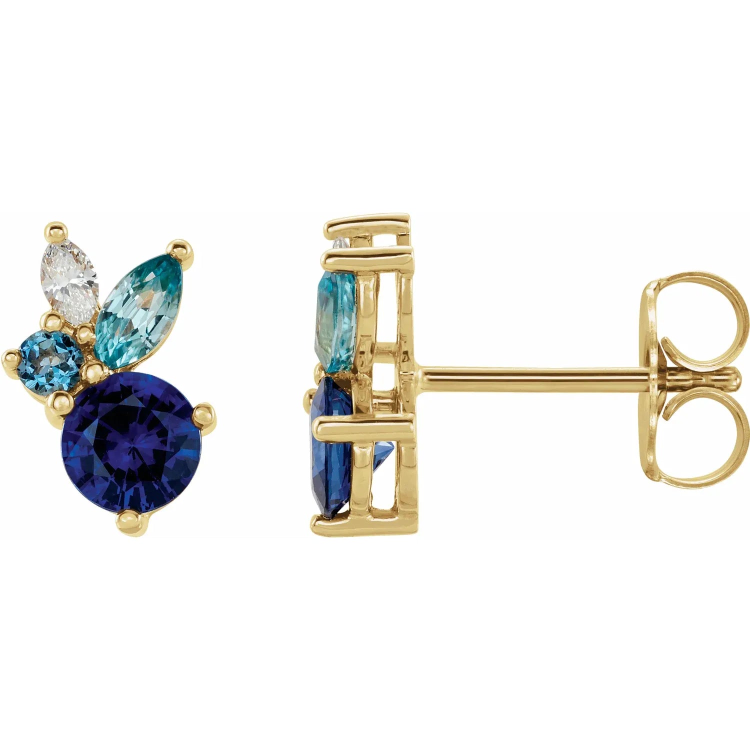 Multi gemstone stud earrings-The Diamond Setter