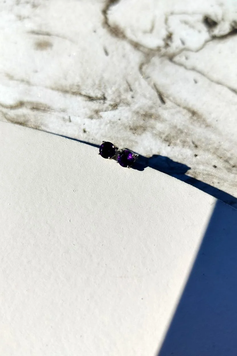 Amethyst Gold Stud Earrings-The Diamond Setter