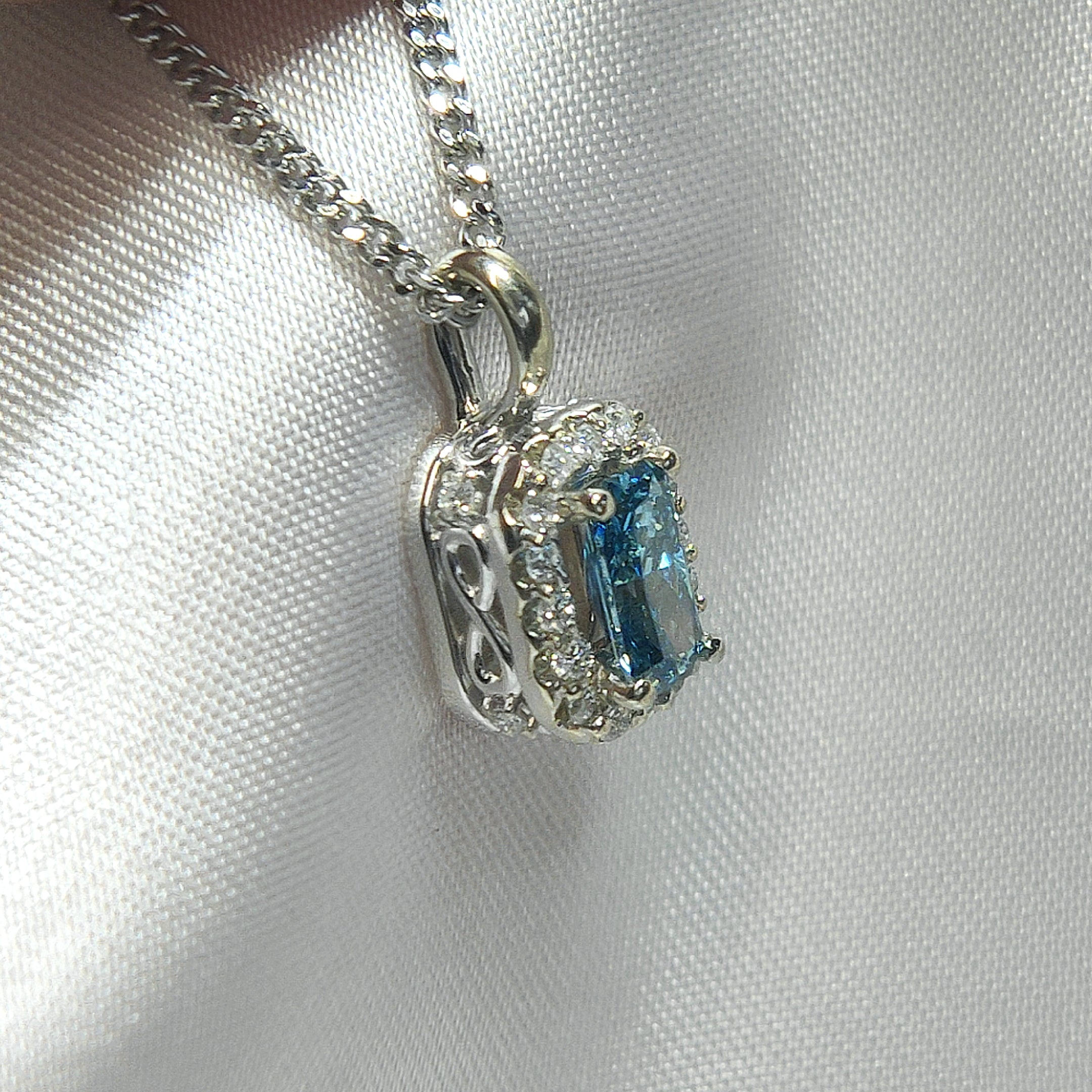Radiant Blue Diamond Infinity Necklace with .75ct diamonds-The Diamond Setter