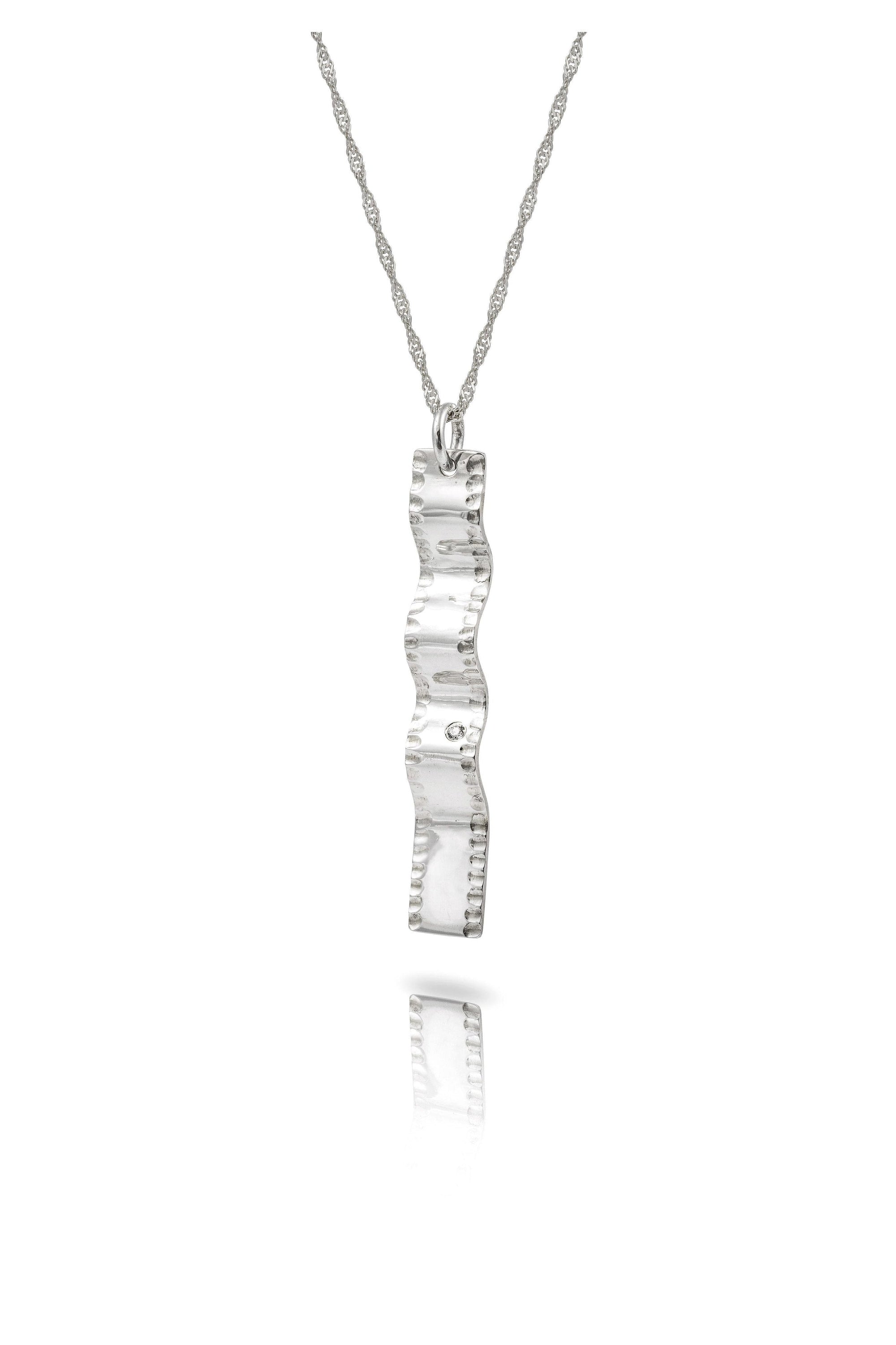 Silver Wave Necklace with Diamond-The Diamond Setter