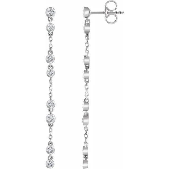 Chain drop earrings with diamonds-The Diamond Setter