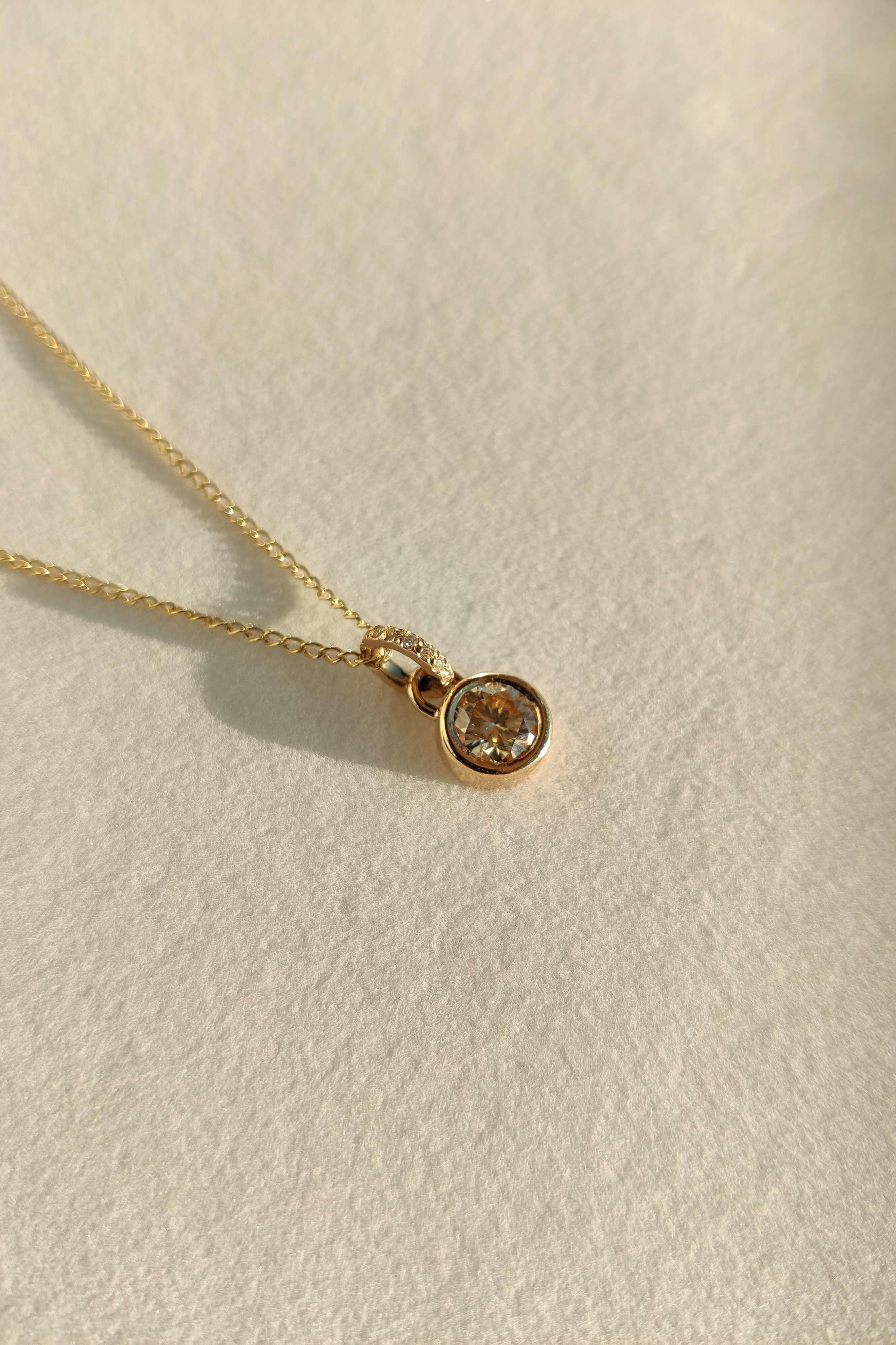 Champagne Solitaire Pendant and Bubbles of White Diamond-The Diamond Setter