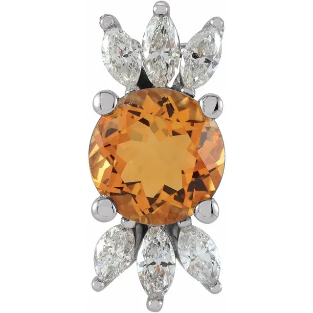 Citrine and Diamond floral pendant-The Diamond Setter