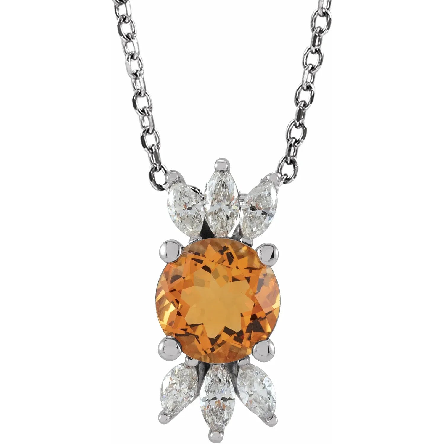 Citrine and Diamond floral pendant-The Diamond Setter