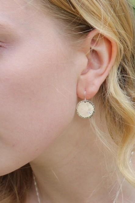 Silver Disc Earrings with Diamond-The Diamond Setter