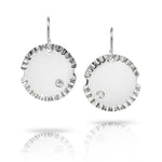 Silver Disc Earrings with Diamond-The Diamond Setter