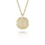 9 carat Gold Textured Disc Necklace with Diamonds-The Diamond Setter
