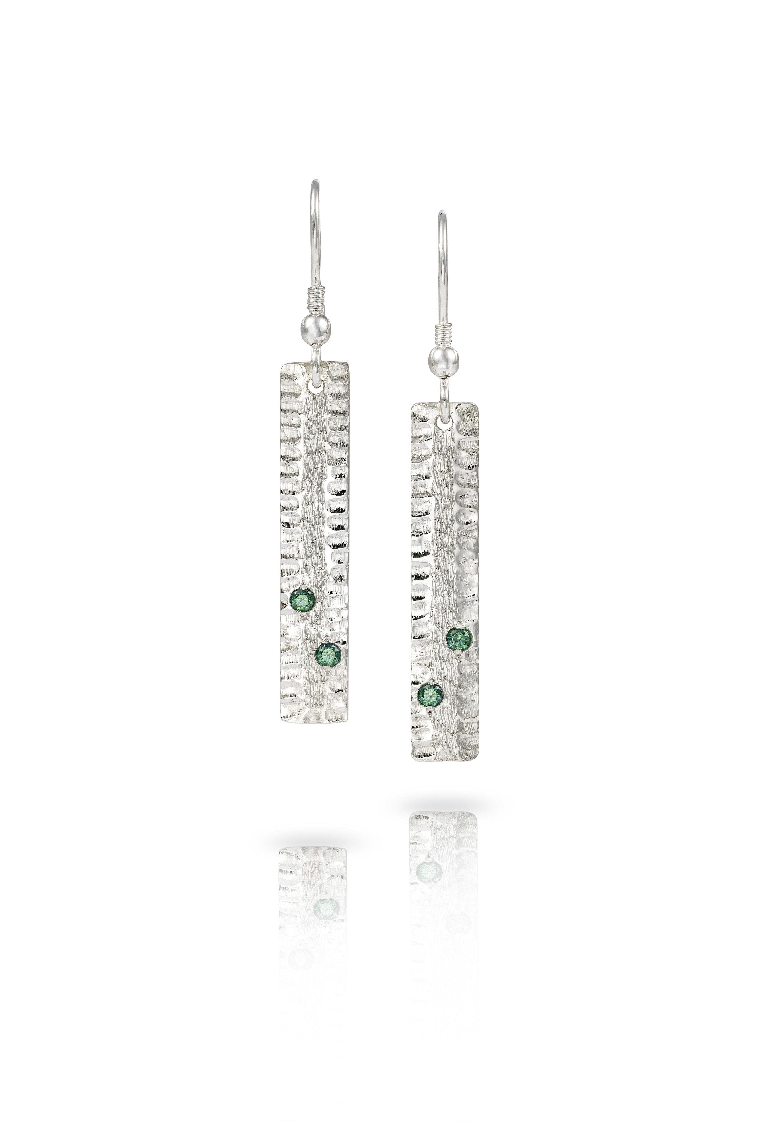 Silver Dog Tag Earrings with Diamonds-The Diamond Setter