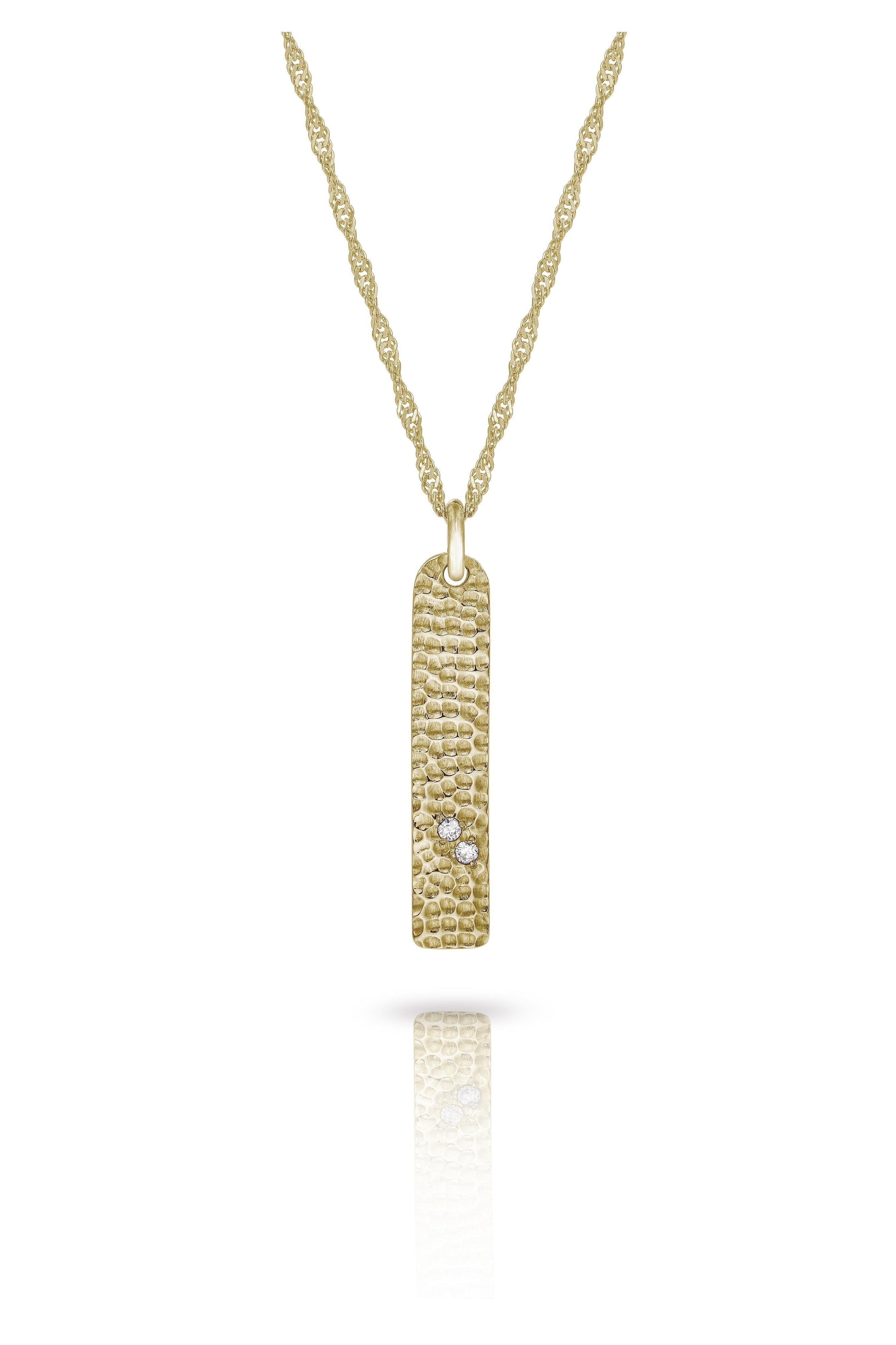9 carat Gold Luxury Dog Tag Necklace with Diamonds-The Diamond Setter