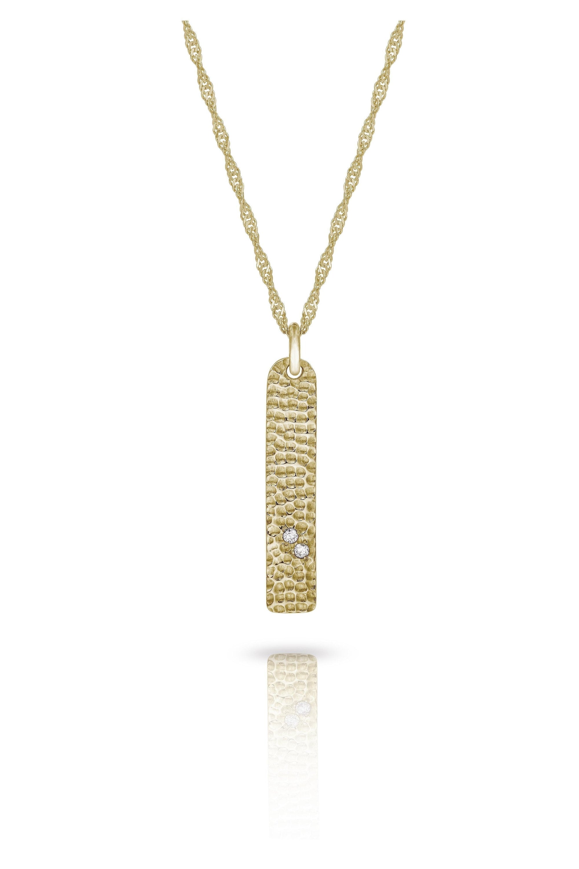 9 carat Gold Luxury Dog Tag Necklace with Diamonds-The Diamond Setter