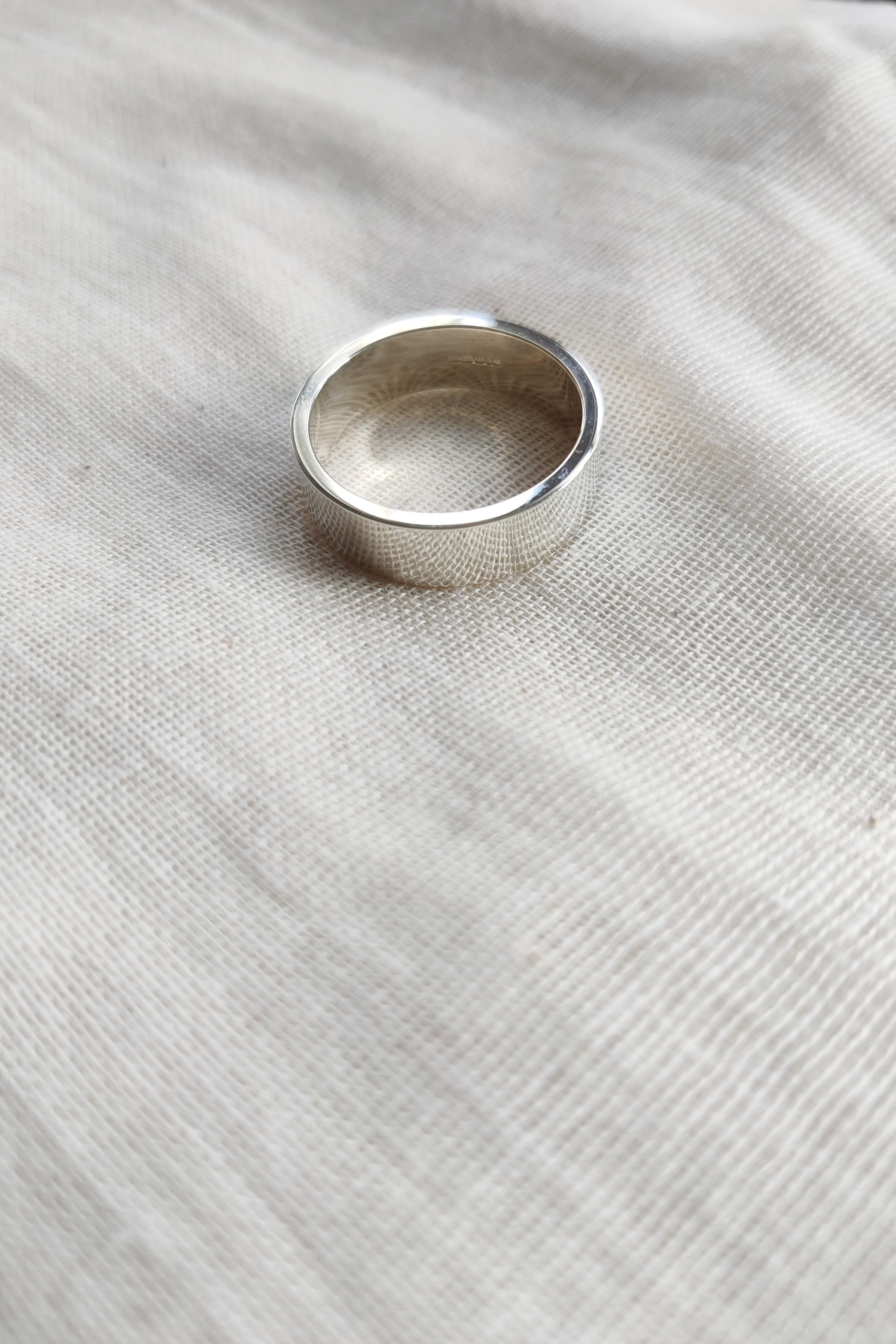 Flat Plain Wedding Ring in 9carat White Gold for Men-The Diamond Setter